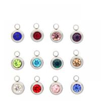 Rhinestone Stainless Steel Pendants, 304 Stainless Steel, with Czech Rhinestone, DIY Approx 3mm 