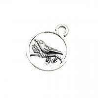 Zinc Alloy Animal Pendants, Flat Round, antique silver color plated, vintage & DIY & hollow Approx 