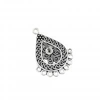 Zinc Alloy Charm Connector, Teardrop, antique silver color plated, vintage & DIY & 1/9 loop & hollow Approx 