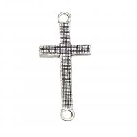 Zinc Alloy Charm Connector, Cross, antique silver color plated, vintage & DIY & 1/1 loop Approx 