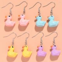 Resin Drop Earring, with Zinc Alloy, Duck, handmade, fashion jewelry & for woman 15*37.3mm, Approx 