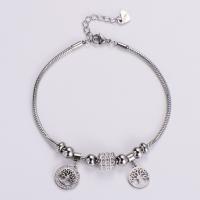 Edelstahl Charm Armband, 316 L Edelstahl, mit Verlängerungskettchen von 1.18inch, Modeschmuck & für Frau & mit Strass, keine, 2mm, Länge:ca. 6.89 ZollInch, verkauft von Strang