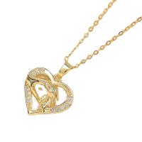 Cubic Zircon Micro Pave Brass Necklace, with 5cm extender chain, gold color plated & micro pave cubic zirconia & for woman & enamel & hollow Approx 40 cm 