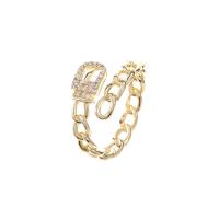 Cubic Zirconia Micro Pave Brass Finger Ring, gold color plated & micro pave cubic zirconia & for woman 