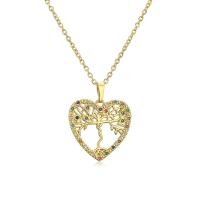 Cubic Zircon Micro Pave Brass Necklace, with 2inch extender chain, 18K gold plated & micro pave cubic zirconia & for woman & hollow Approx 17.7 Inch 