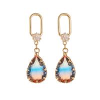 Cubic Zircon Brass Earring, Teardrop, gold color plated, fashion jewelry & micro pave cubic zirconia & for woman 