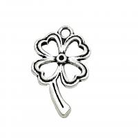 Zinc Alloy Clover Pendant, Four Leaf Clover, antique silver color plated, vintage & DIY & hollow Approx 