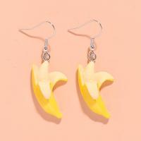 Resin Drop Earring, Banana, handmade, fashion jewelry & for woman, 18*53mm, Approx 