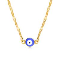 Collier Evil Eye bijoux, Acier inoxydable 304, avec 1.97inch chaînes de rallonge, Placage ionique sous vide, bijoux de mode & pour femme & émail, doré, 11mm Environ 15.7 pouce, Vendu par PC