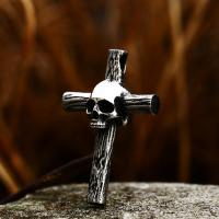 Stainless Steel Cross Pendants, 304 Stainless Steel, Skull Cross, polished, vintage & DIY, original color 