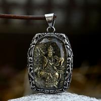 Edelstahl Anhänger, 304 Edelstahl, mit Glas, poliert, Vintage & DIY & buddhistischer Schmuck & verschiedene Stile für Wahl, 32.9x56.2mm, verkauft von PC