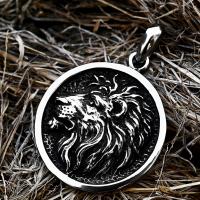 Pendentifs d'animaux en acier inoxydable , Acier inoxydable 304, lion, poli, Vintage & Gaufré & DIY Vendu par PC