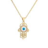 Collier Evil Eye bijoux, laiton, avec 2inch chaînes de rallonge, Plaqué d'or 18K, motif de mauvais œil & styles différents pour le choix & pavé de micro zircon & pour femme & émail Environ 17.7 pouce, Vendu par PC