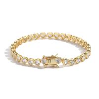 Cubic Zirconia Micro Pave Brass Bracelet, Heart, plated & micro pave cubic zirconia & for woman 