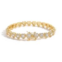 Cubic Zirconia Micro Pave Brass Bracelet, Heart, plated, Unisex & micro pave cubic zirconia 