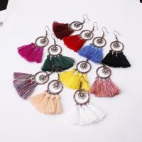 Fashion Tassel Earring, Zinc Alloy, with Nylon & Plastic Pearl, plated, fashion jewelry & for woman 