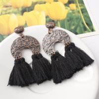 Fashion Tassel Earring, Zinc Alloy, with Nylon, fashion jewelry & for woman 