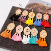 Fashion Tassel Earring, Zinc Alloy, with Nylon, stoving varnish, fashion jewelry & for woman & with rhinestone 88mm,41*26mm 