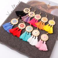 Fashion Tassel Earring, Zinc Alloy, with Nylon, stoving varnish, fashion jewelry & for woman 