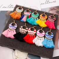 Fashion Tassel Earring, Zinc Alloy, with Nylon, stoving varnish, fashion jewelry & for woman 