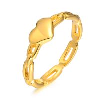 Edelstahl Fingerring, 304 Edelstahl, Herz, Vakuum-Ionen-Beschichtung, Modeschmuck & verschiedene Größen vorhanden & für Frau, goldfarben, 5.5mm, verkauft von PC