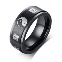 Anillo de dedo de acero Titanium de, Partículas de acero, Joyería & diverso tamaño para la opción & para hombre, Negro, 8x2.4mm, Vendido por UD