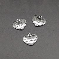 Colgantes de Aleación de Zinc en Forma de Corazón, chapado en color de plata antigua, Vintage & Bricolaje, 14x12mm, aproximado 100PCs/Bolsa, Vendido por Bolsa