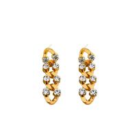 Rhinestone Brass Drop Earring, fashion jewelry & for woman & with rhinestone 