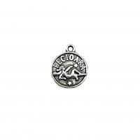 Zinc Alloy Animal Pendants, Flat Round, antique silver color plated, vintage & DIY Approx 