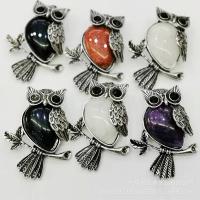 Gemstone Zinc Alloy Pendants, with Zinc Alloy, Owl & Unisex & with rhinestone 