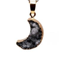 Natural Quartz Pendants, Zinc Alloy, with Quartz, Moon, gold color plated, fashion jewelry & Unisex 