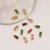 Cubic Zirconia Brass Pendants, Rectangle, real gold plated, DIY & micro pave cubic zirconia 