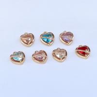 Cubic Zirconia Brass Pendants, Heart, KC gold color plated, DIY & micro pave cubic zirconia 