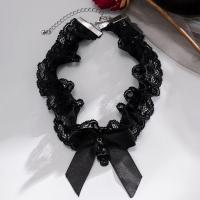 Ожерелье Мода Choker, Кружево, с цинковый сплав, с 2.7inch наполнитель цепи, Платиновое покрытие платиновым цвет, ювелирные изделия моды & Женский, черный, длина:Приблизительно 11.8 дюймовый, продается PC