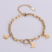 Edelstahl Charm Armband, 316 L Edelstahl, mit Verlängerungskettchen von 1.97inch, Schmetterling, Modeschmuck & für Frau, keine, Länge:ca. 6.69 ZollInch, verkauft von PC