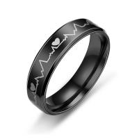 Edelstahl Fingerring, 304 Edelstahl, Modeschmuck & unisex & verschiedene Größen vorhanden, schwarz, 6mm, verkauft von PC