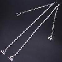 Perlas plásticas correa del sujetador, con aleación de zinc, chapado en color de plata, ajustable & diverso tamaño para la opción & para mujer, longitud:aproximado 42 cm, Vendido por Par