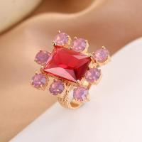 Rhinestone Brass Finger Ring, fashion jewelry & for woman & with rhinestone, golden, 2.2*2.2cm 