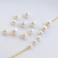 Natural Freshwater Pearl Loose Beads, Slightly Round, DIY white 