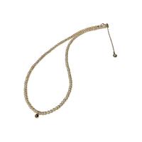 Collier de chaîne en laiton de perles d'eau douce, perle d'eau douce cultivée, avec laiton, avec 6cm chaînes de rallonge, Rond, Plaqué d'or 14K, Naturel & bijoux de mode & pour femme, blanc cm, Vendu par brin