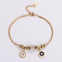 Edelstahl Charm Armband, 316 L Edelstahl, mit Verlängerungskettchen von 1.18inch, Vakuum-Ionen-Beschichtung, Modeschmuck & für Frau & mit Strass, keine, 2mm, Länge:ca. 6.89 ZollInch, verkauft von Strang