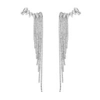 Fashion Fringe Earrings, Zinc Alloy, plated, for woman & with rhinestone 