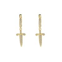 Cubic Zirconia Micro Pave Brass Earring, Cross, plated, Unisex & micro pave cubic zirconia 