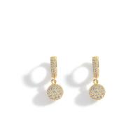 Cubic Zirconia Micro Pave Brass Earring, Round, plated, Unisex & micro pave cubic zirconia 