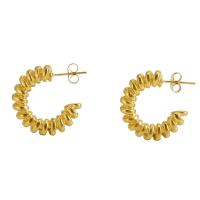 Boucles d'oreilles en acier titane, Plaqué or 18K, bijoux de mode & pour femme, 23.5mm, Vendu par paire