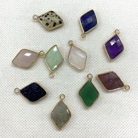 Gemstone ювелирные изделия Кулон, Природный камень, с Латунь, Ромб, плакирован золотом, DIY & различные материалы для выбора & граненый, Много цветов для выбора продается PC