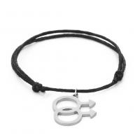 Fashion Jewelry Bracelet, Knot Cord, with 304 Stainless Steel, Vacuum Ion Plating, Unisex & adjustable Approx 15-30 cm 