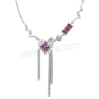 Collier de bijoux de titane, Acier titane, avec laiton, avec 6cm chaînes de rallonge, coeur, Placage de couleur platine, pavé de micro zircon & pour femme Environ 42 cm, Vendu par PC