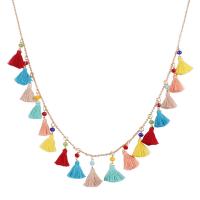 Fashion Fringe Necklace, Zinc Alloy, with Seedbead & Polyester, gold color plated, Bohemian style & for woman Approx 30.51 Inch 