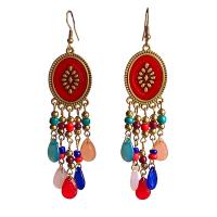 Fashion Fringe Earrings, Zinc Alloy, with Seedbead & Resin, gold color plated, Bohemian style & for woman & enamel 